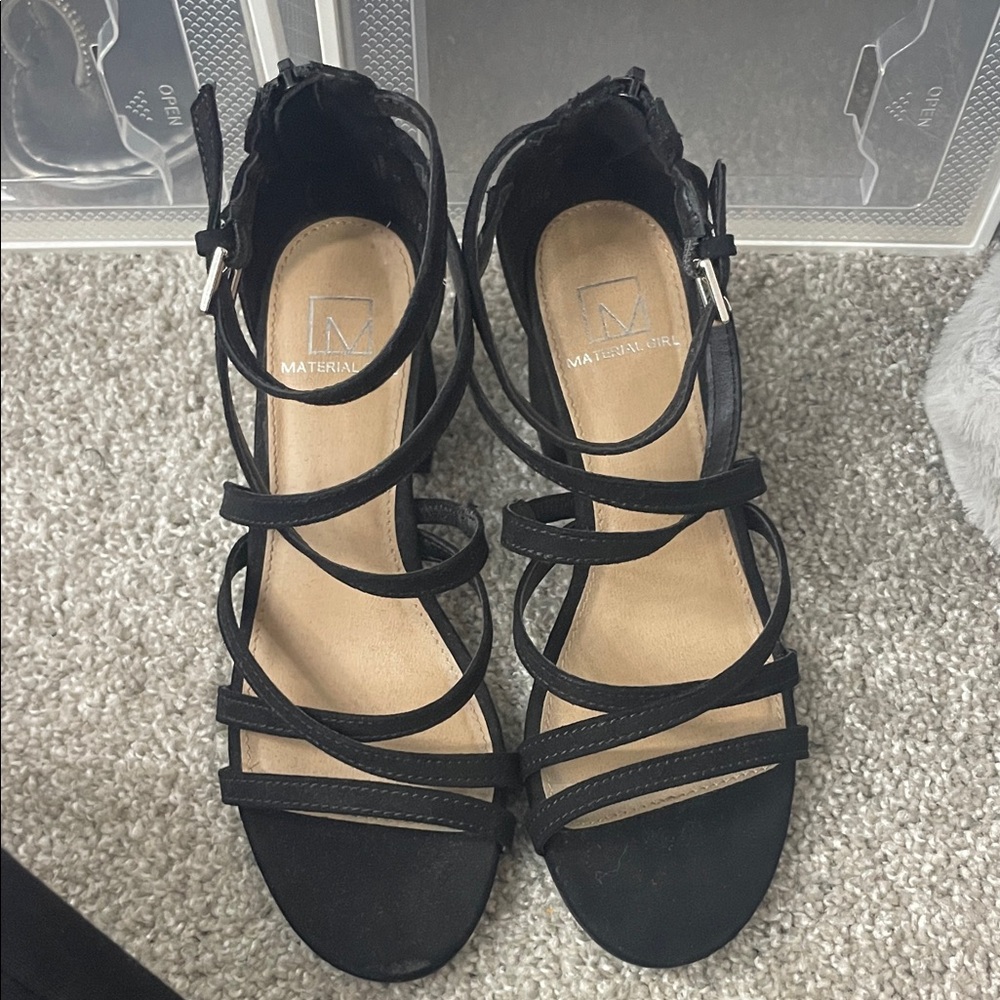 Material Girl Elegant Black Strappy Heels
